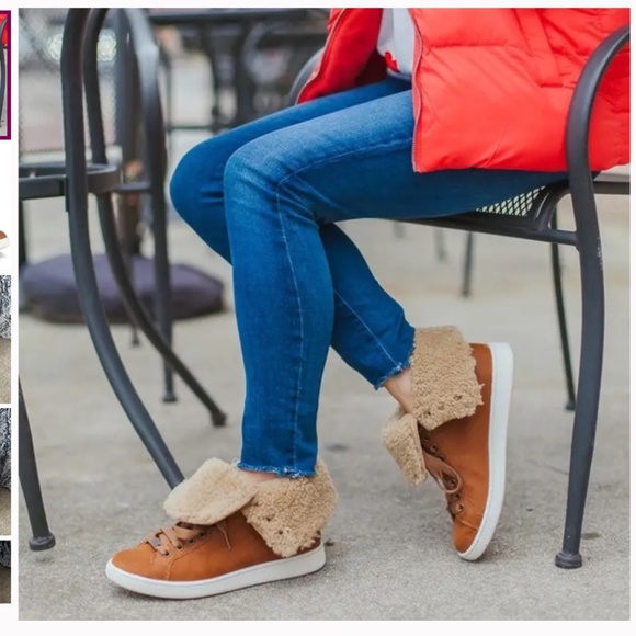 FINAL SALE πUGG Starlyn Leather Sneakers Black Shearling Lined NEW * - Picture 16 of 16